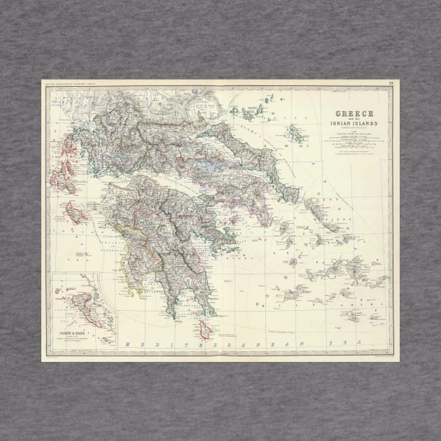 Vintage Map of Greece (1861) by Bravuramedia